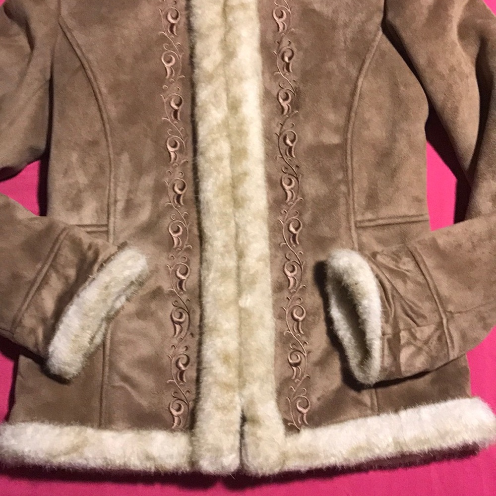 Faux Suede Winter Jacket with Hood - Picture 6 of 8